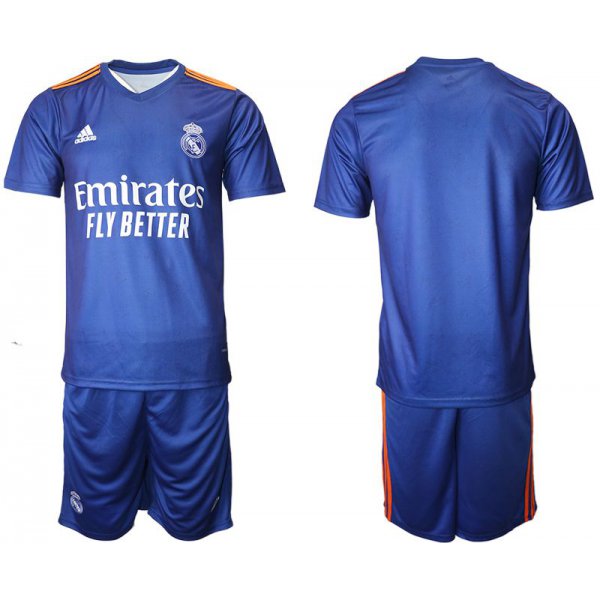 Men 2021-2022 Club Real Madrid away blue blank Adidas Soccer Jersey