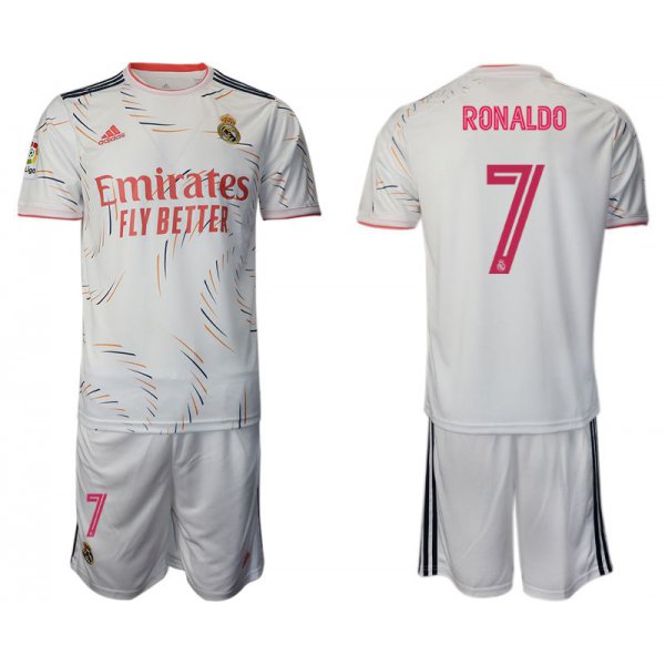 Men 2021-2022 Club Real Madrid home white 7 Adidas Soccer Jersey