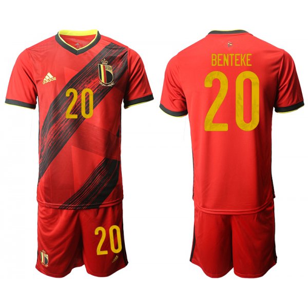Men 2021 European Cup Belgium home red 20 Soccer Jersey