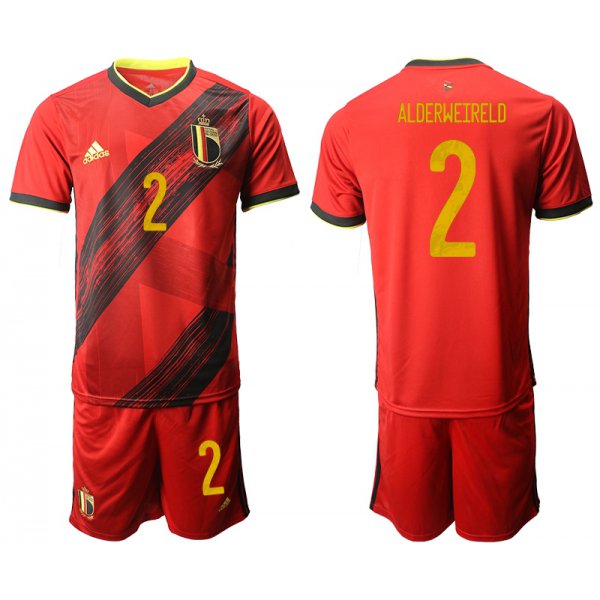 Men 2021 European Cup Belgium home red 2 Soccer Jersey