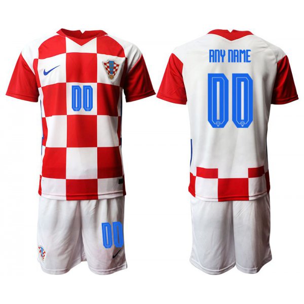 Men 2020-2021 European Cup Croatia home red customized Nike Soccer Jersey