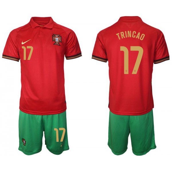 Men 2020-2021 European Cup Portugal home red 17 Nike Soccer Jersey