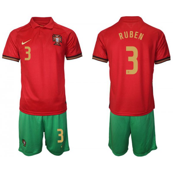 Men 2020-2021 European Cup Portugal home red 3 Nike Soccer Jerseys