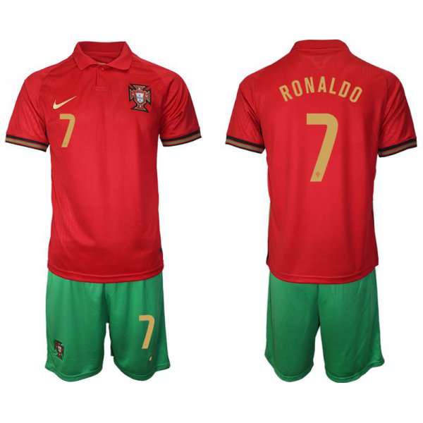 Men 2020-2021 European Cup Portugal home red 7 Nike Soccer Jerseys