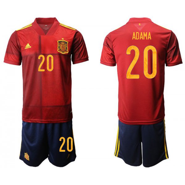 Men 2020-2021 European Cup Spain home red 20 Adidas Soccer Jersey