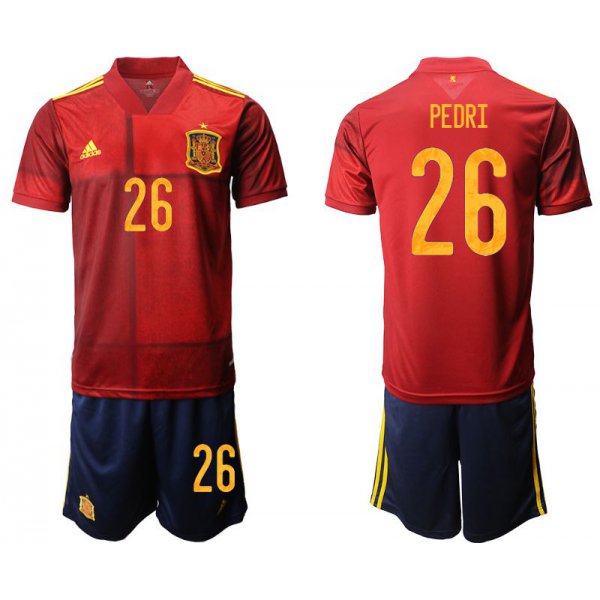 Men 2020-2021 European Cup Spain home red 26 Adidas Soccer Jersey