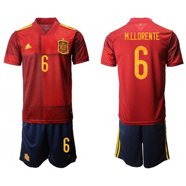Men 2020-2021 European Cup Spain home red 6 Adidas Soccer Jersey