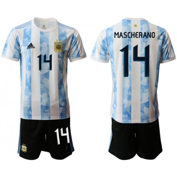 Men 2020-2021 Season National team Argentina home white 14 Soccer Jersey