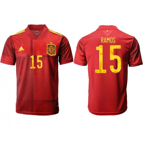 Men 2021 Europe Spain home AAA version 15 soccer jerseys