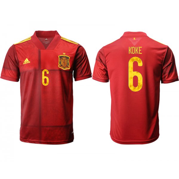 Men 2021 Europe Spain home AAA version 6 soccer jerseys