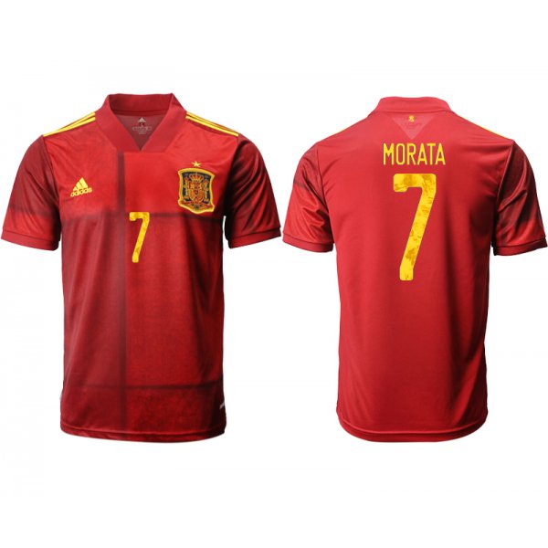 Men 2021 Europe Spain home AAA version 7 soccer jerseys