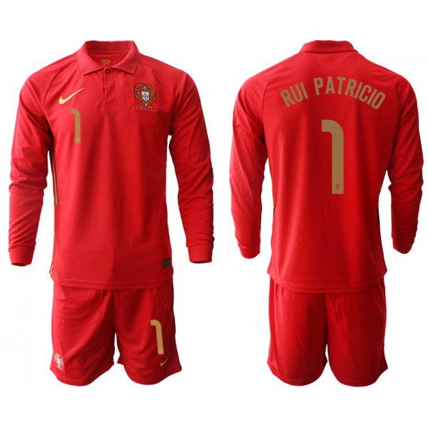 Men 2021 European Cup Portugal home red Long sleeve 1 Soccer Jersey