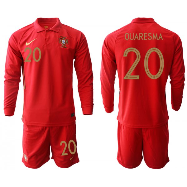 Men 2021 European Cup Portugal home red Long sleeve 20 Soccer Jersey1