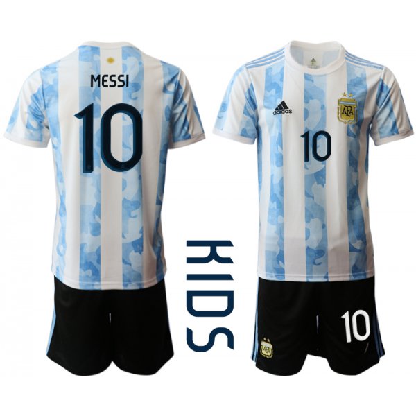 Youth 2020-2021 Season National team Argentina home white 10 Soccer Jersey1
