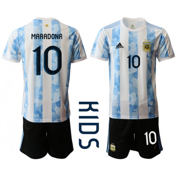 Youth 2020-2021 Season National team Argentina home white 10 Soccer Jersey