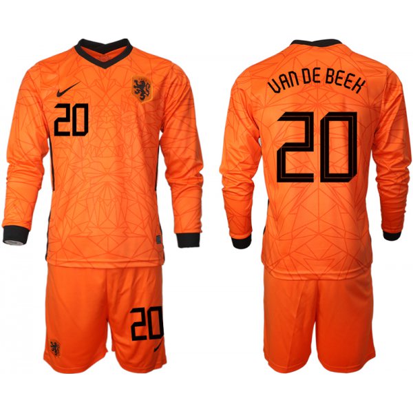 Men 2021 European Cup Netherlands home long sleeve 20 soccer jerseys