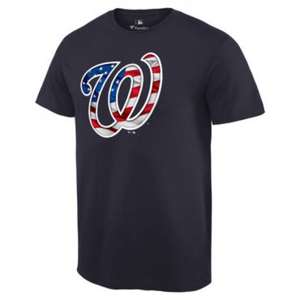 Men's Washington Nationals Navy Banner Wave T Shirt