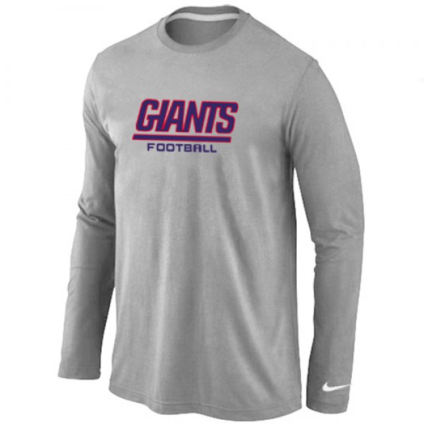 Nike New York Giants Authentic font Long Sleeve T-Shirt Grey