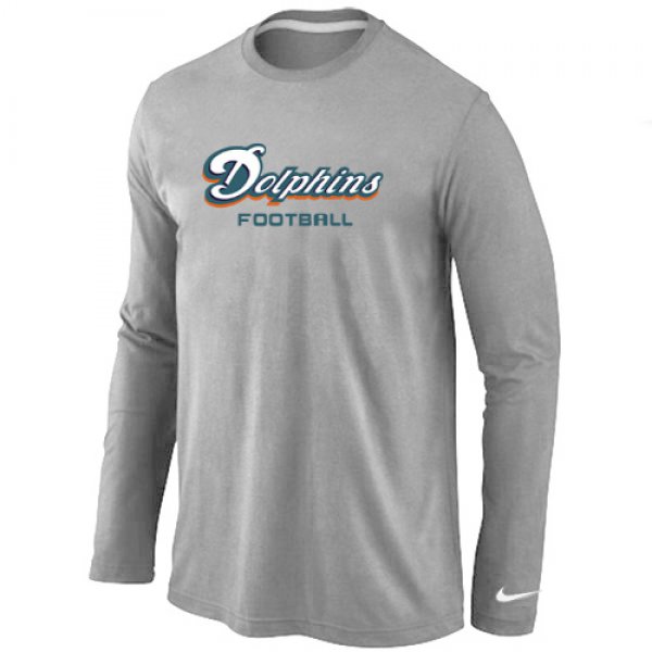 Nike Miami Dolphins Authentic font Long Sleeve T-Shirt Grey