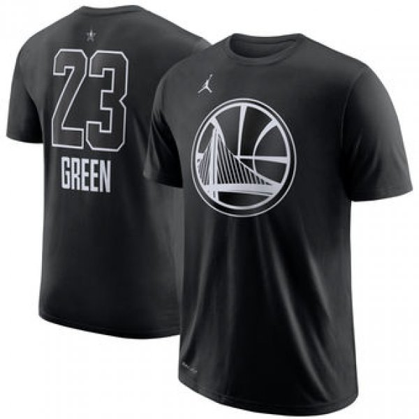 Men's Golden State Warriors 23 Draymond Green Jordan Brand Black 2018 All-Star Game Name & Number Performance T-Shirt