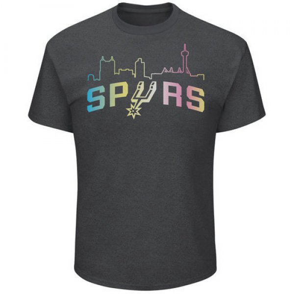 San Antonio Spurs Majestic Heather Charcoal Tek Patch Color Reflective Skyline T-Shirt