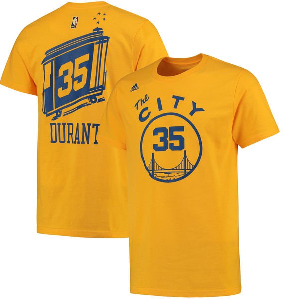 Golden State Warriors Kevin Durant adidas Gold Net Number T-Shirt