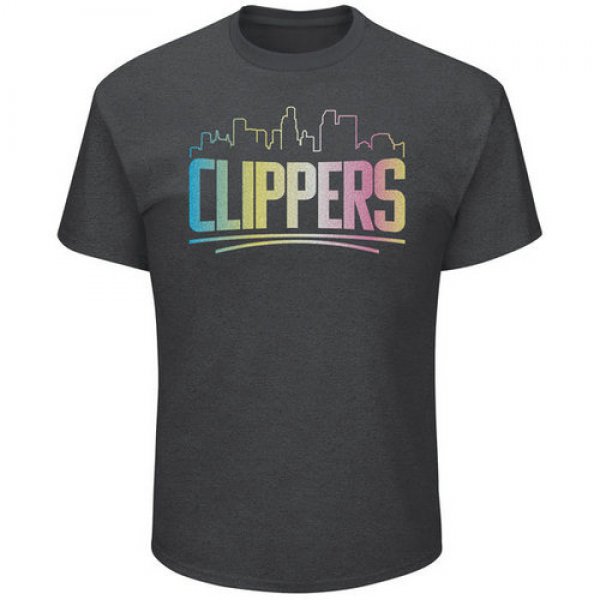 LA Clippers Majestic Heather Charcoal Tek Patch Color Reflective Skyline T-Shirt