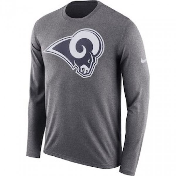 Men's Los Angeles Rams Nike Heathered Charcoal Fan Gear Primary Logo Long Sleeve Performance T-Shirt