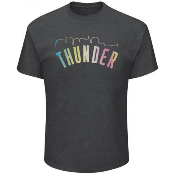Oklahoma City Thunder Majestic Heather Charcoal Tek Patch Color Reflective Skyline T-Shirt