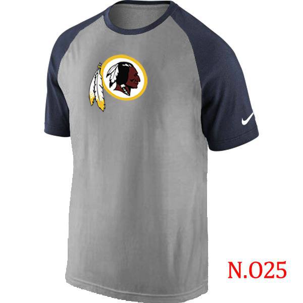 Mens Washington Red Skins Ash Tri Big Play Raglan T-Shirt Grey- Navy