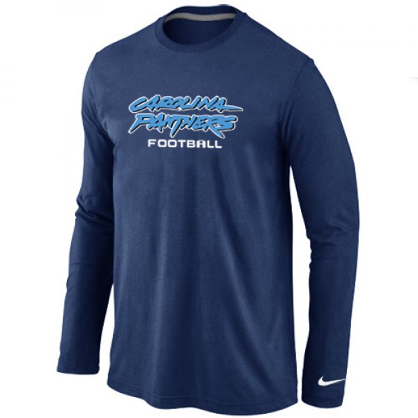 Nike Carolina Panthers Authentic font Long Sleeve T-Shirt D.Blue