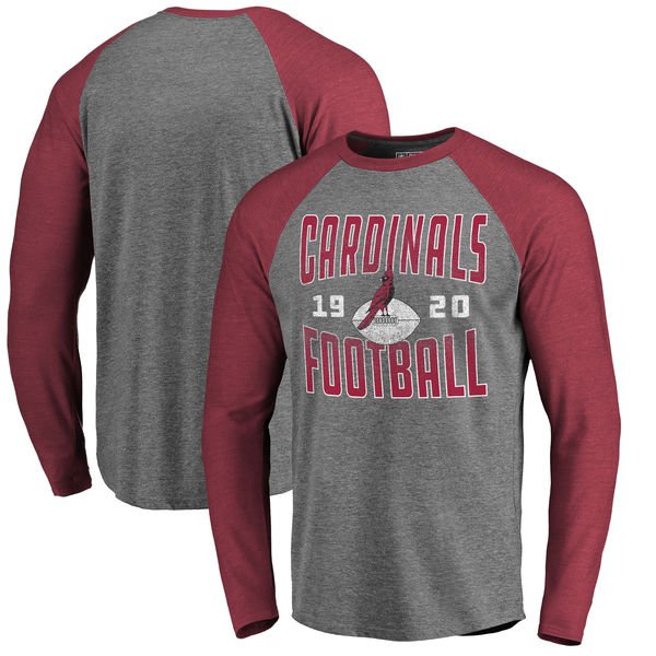 Arizona Cardinals NFL Pro Line by Fanatics Branded Timeless Collection Antique Stack Long Sleeve Tri-Blend Raglan T-Shirt Ash