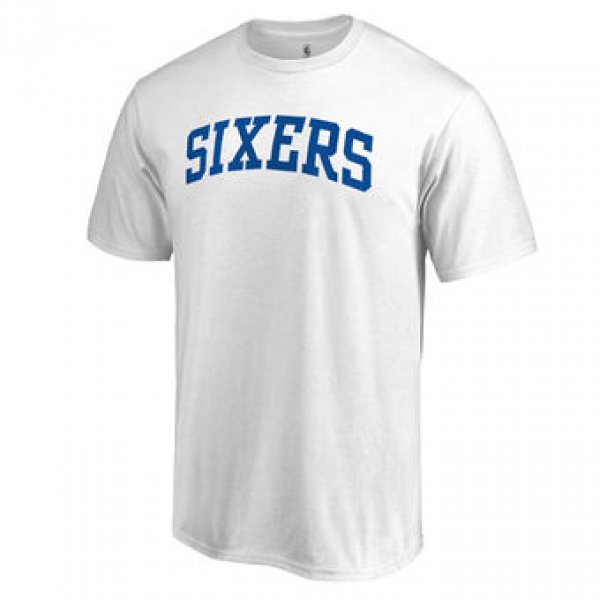 Men's Philadelphia 76ers Fanatics Branded White Primary Wordmark T-Shirt