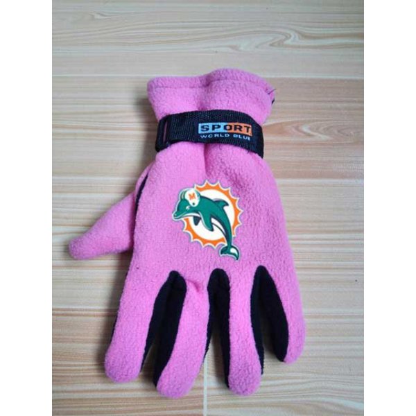 Miami Dolphins NFL Adult Winter Warm Gloves Pink