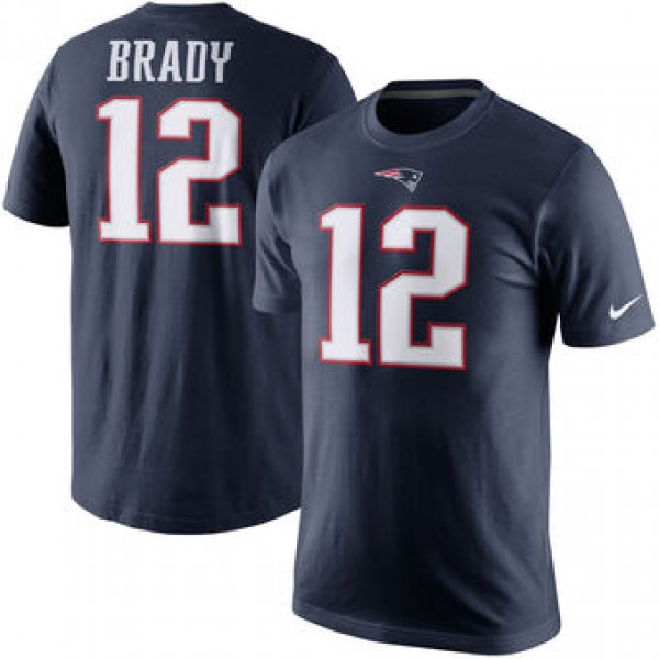 Men's New England Patriots 12 Tom Brady Nike Navy Blue Player Pride Name & Number T-Shirt