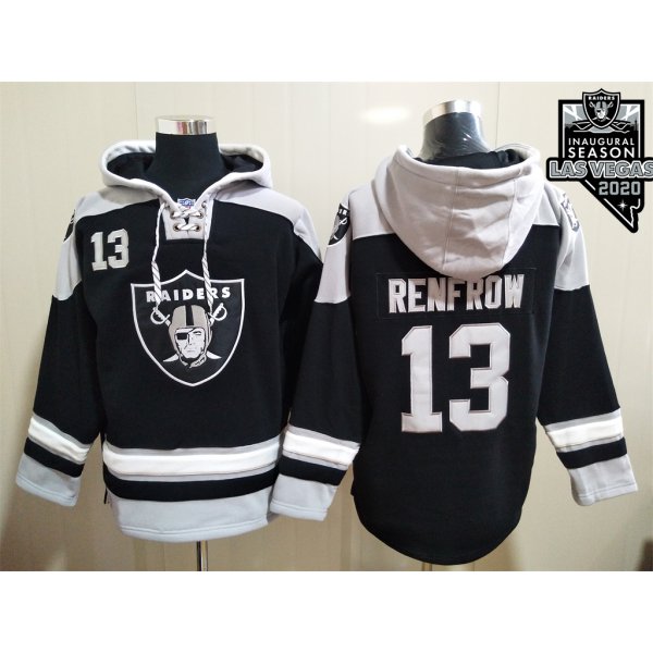 Men's Oakland Raiders #13 Hunter Renfrow NEW Black 2020 Inaugural Season Pocket Stitched NFL Pullover Hoodie