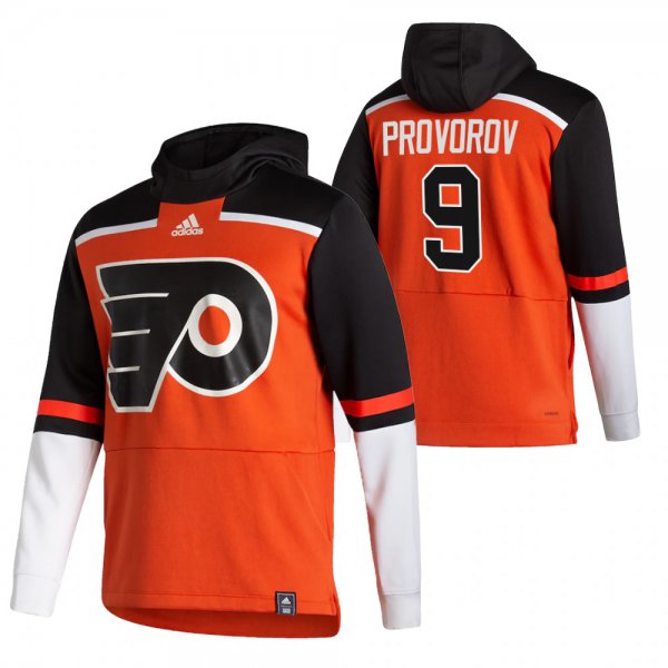 Philadelphia Flyers #9 Ivan Provorov Adidas Reverse Retro Pullover Hoodie Orange