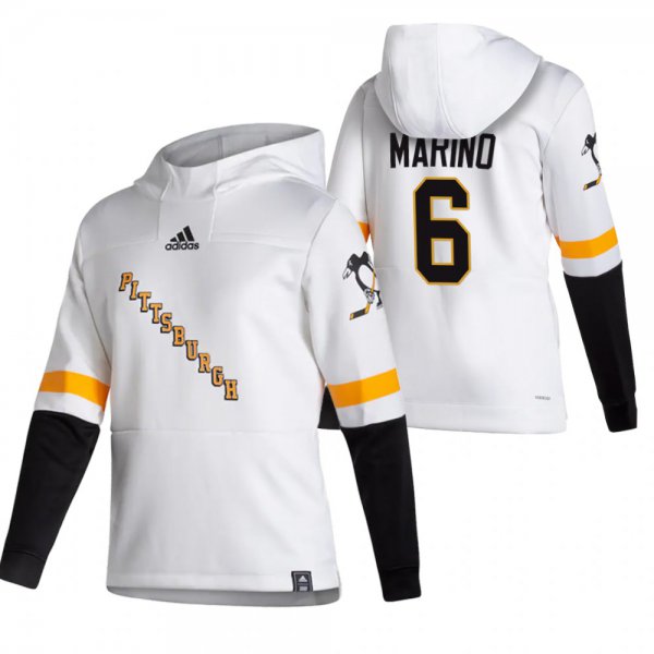 Pittsburgh Penguins #6 John Marino Adidas Reverse Retro Pullover Hoodie White