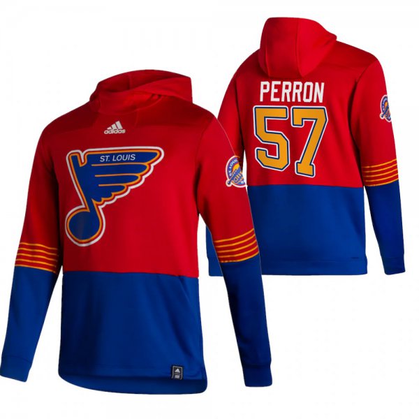 St. Louis Blues #57 David Perron Adidas Reverse Retro Pullover Hoodie Red