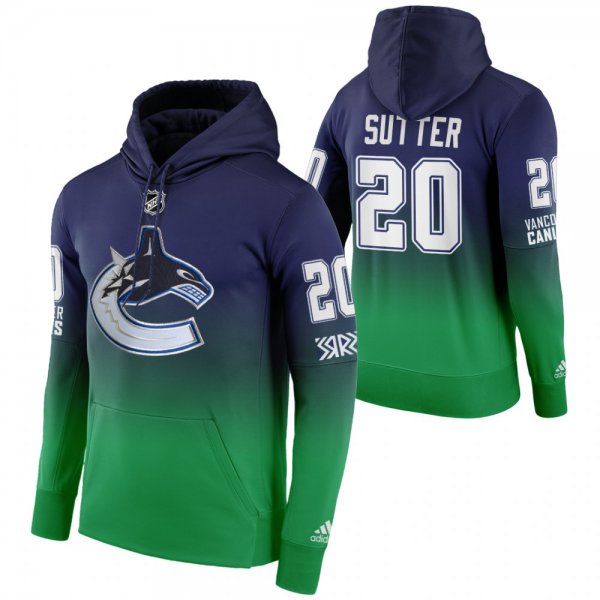 Vancouver Canucks #20 Brandon Sutter Adidas Reverse Retro Pullover Hoodie Green