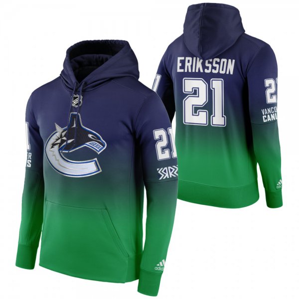 Vancouver Canucks #21 Loui Eriksson Adidas Reverse Retro Pullover Hoodie Green