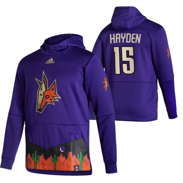 Arizona Coyotes #15 John Hayden Adidas Reverse Retro Pullover Hoodie Purple