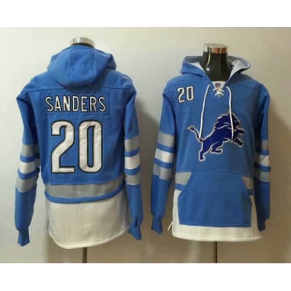 Men's Detroit Lions #20 Barry Sanders NEW Blue Pocket Stitched NFL Pullover Hoodie