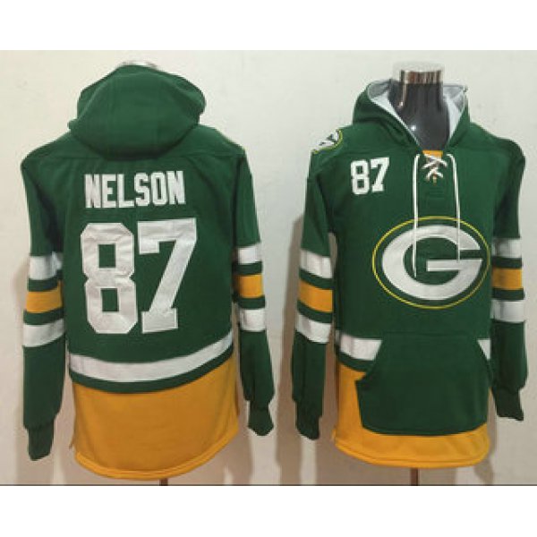 Men's Green Bay Packers #87 Jordy Nelson NEW Green Pocket Stitched NFL Pullover Hoodie