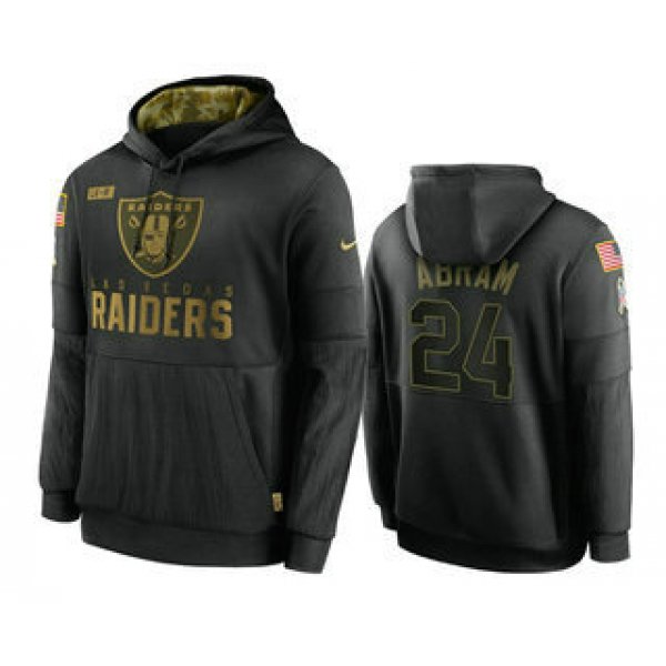 Men's Las Vegas Raiders #24 Johnathan Abram Black 2020 Salute To Service Sideline Performance Pullover Hoodie