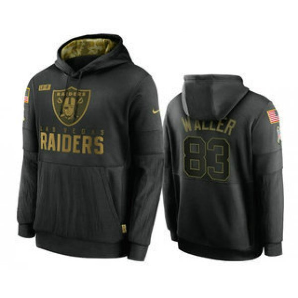 Men's Las Vegas Raiders #83 Darren Waller Black 2020 Salute To Service Sideline Performance Pullover Hoodie