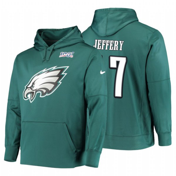 Philadelphia Eagles #17 Alshon Jeffery Nike NFL 100 Primary Logo Circuit Name & Number Pullover Hoodie Midnight Green