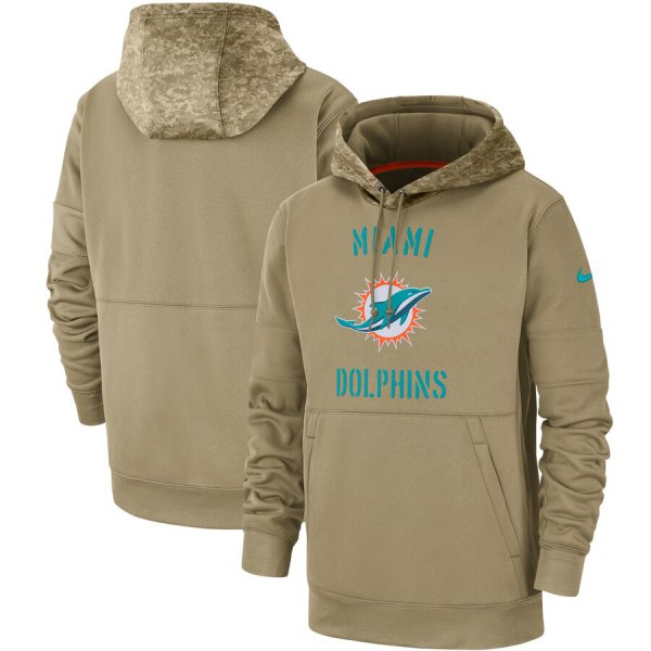 Men's Miami Dolphins Nike Tan 2019 Salute to Service Sideline Therma Pullover Hoodie