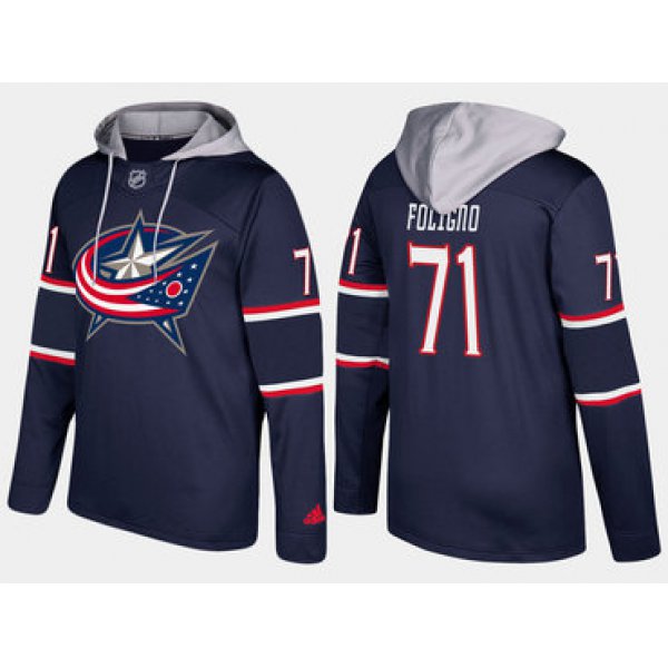 Adidas Columbus Blue Jackets 71 Nick Foligno Name And Number Navy Hoodie