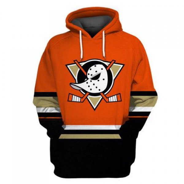 Men's Anaheim Ducks Orange Alternate All Stitched Hooded Sweatshirt